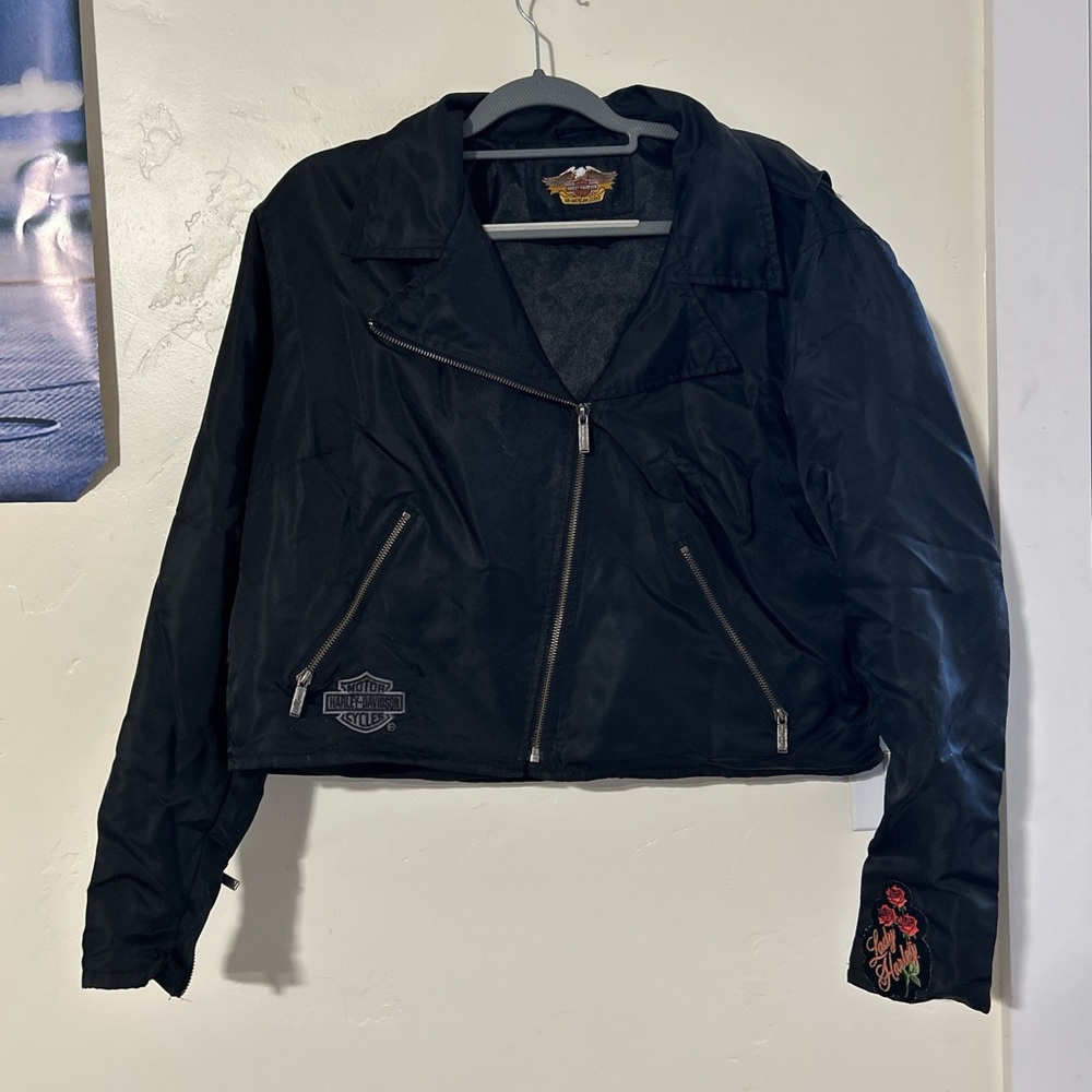 Harley-Davidson Women's Black Leather Jacket with Embroidery